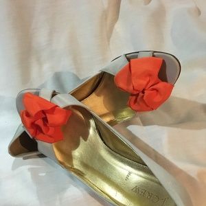 J.Crew Peep Toe Satin Orange Bow Size 8.5 Shoe
